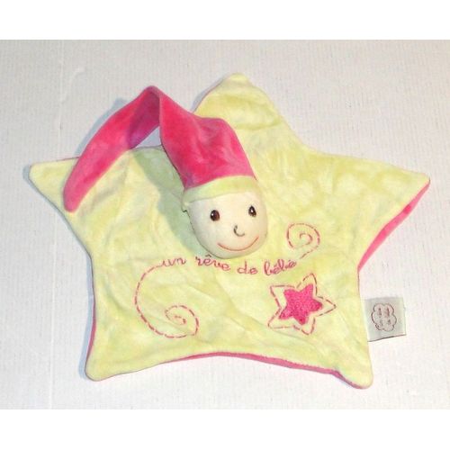 doudou étoile un rêve de bébé jaune rose