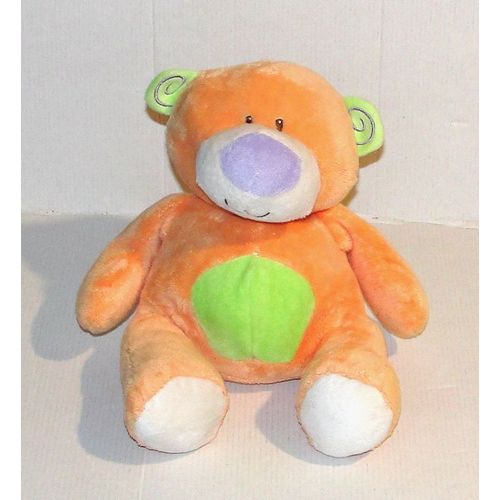 doudou ours boule orange vert bengy