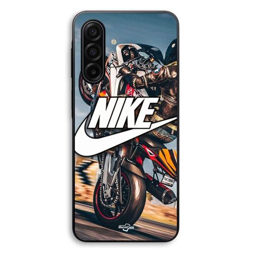 Coque Pour Samsung Galaxy A56 Nike logo blanc roue moto Maniacase
