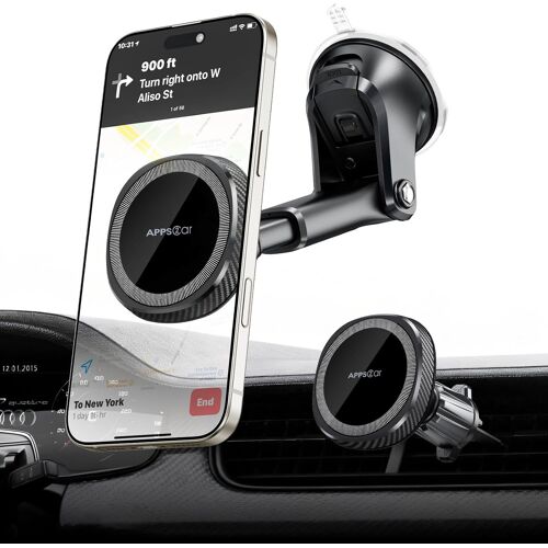 JGD-Support Telephone Voiture Magnetique,[Ventouse Puissante +17*N52 Aimants] Porte Téléphone Voiture pour Grille Aeration/Tableau de Bord/Pare-Brise Compatible avec iPhone & Magsafe Case