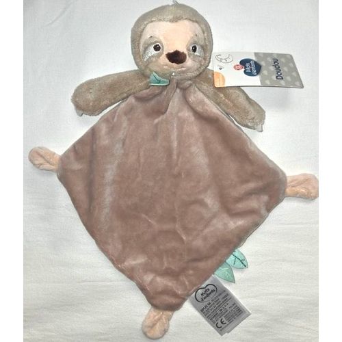 DOUDOU MOUCHOIR BEIGE PARESSEUX MOTS D'ENFANTS JOUET BEBE