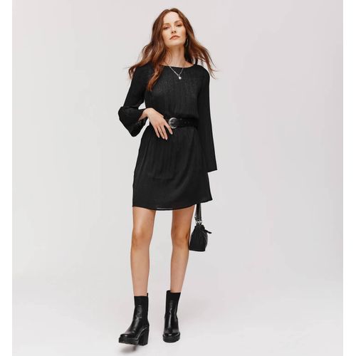 Robe Soyeuse Plissée Noir Promod T 34