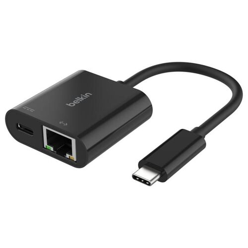 Belkin - Adaptateur réseau - USB-C - Gigabit Ethernet x 1 + USB-C (uniquement alimentation) x 1