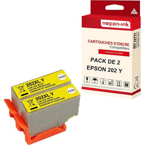 NOPAN-INK - x2 Cartouche compatible pour EPSON 202 XL 202XL Jaune Kiwi