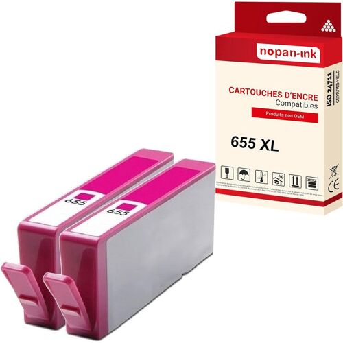 NOPAN-INK - x2 Cartouche compatible pour HP CZ111AE 655 Magenta HP655M2