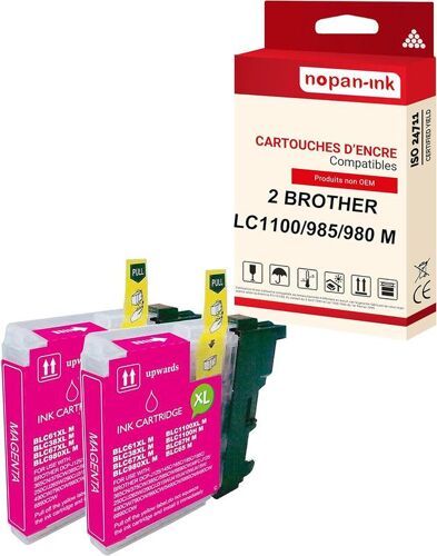 NOPAN-INK - x2 Cartouche compatible pour BROTHER LC 980 XL LC980XL Magenta Soleil