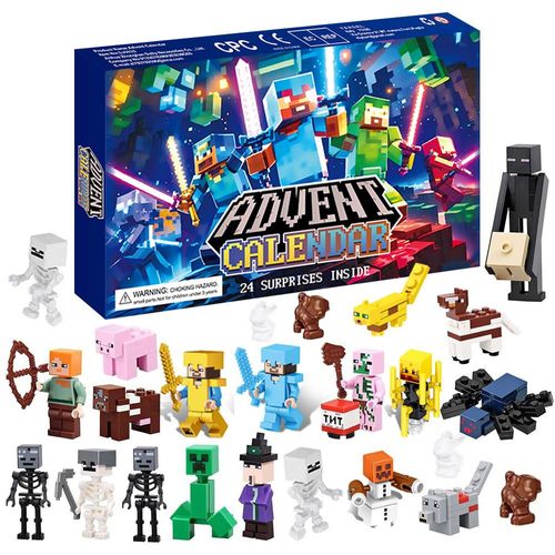 Calendrier de l'Avent Minecraft 2025 - 24 Pièces Coffret Blind Box Blocs de Construction