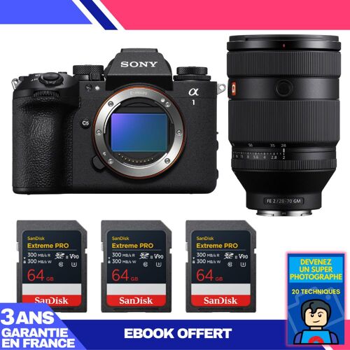 Boitier Sony alpha 1 II + FE 28-70mm f/2 GM + 3 SanDisk 64GB Extreme PRO UHS-II SDXC + Ebook 'Devenez Un Super Photographe'