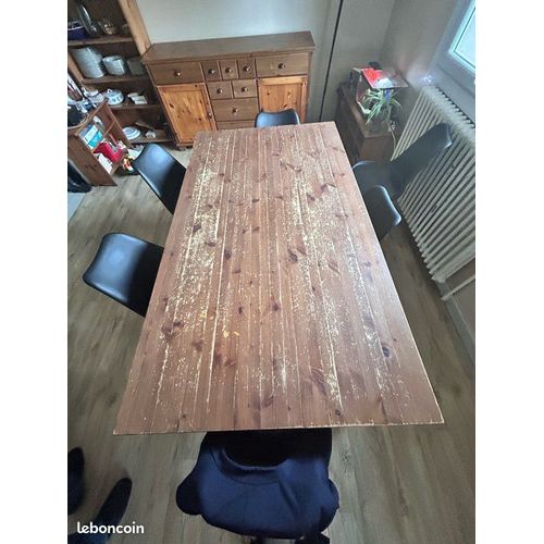 Grande Table En Bois Massif - 6 À 8 Places - Style Rustique/Campagne