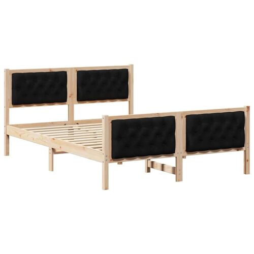 vidaXL Cadre de lit avec tête de lit Noir 150 x 200 cm tissu