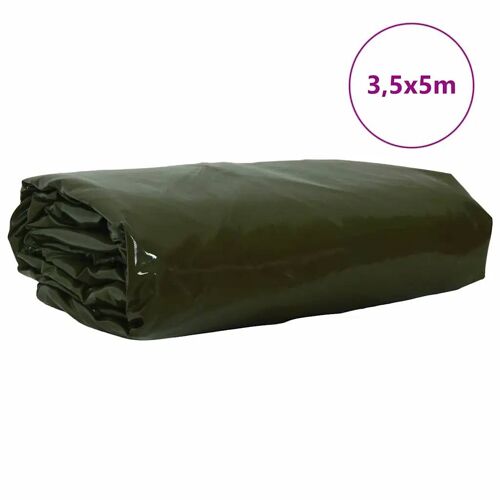 Vidaxl Bâche 650g / M² Vert Olive 3,5 X 5 M Toile Avec Revêtement En Pvc