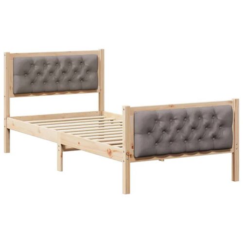 Vidaxl Cadre De Lit Avec Tête De Lit Taupe 90 X 200 Cm Tissu