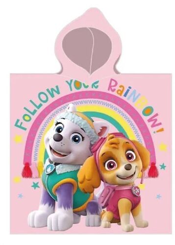 Poncho De Bain Enfant Avec Capuche Nickelodeon Paw Patrol Skye Chase Everest Rubble Marshall Pawsome Pups Rose 55 X 110 Cm, 100 % Co