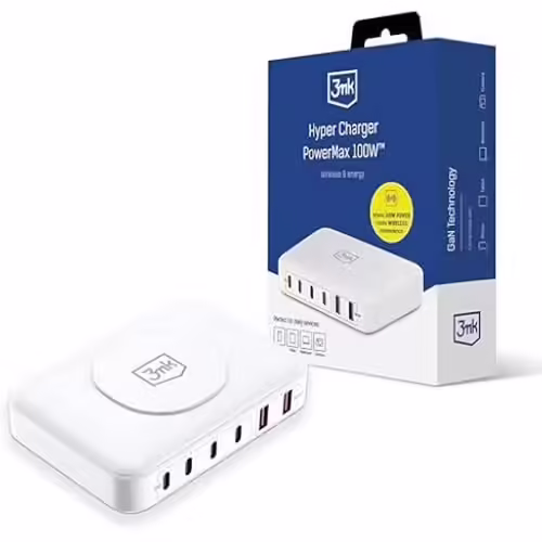 Chargeur - 3mk - Powermax 100w - Charge Rapide Pd3.0 - 6 Ports Usb - Blanc