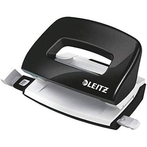 Mini Perforateur - Leitz - Wow - Métal Noir - 10 Feuilles - Réglette De Guidage