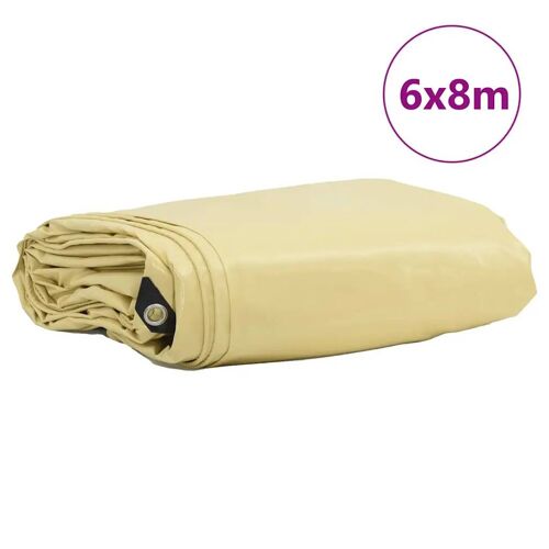 Vidaxl Bâche 650g / M² Beige 6 X 8 M Toile Avec Revêtement En Pvc