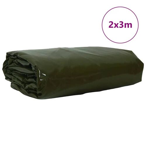 Vidaxl Bâche 650g / M² Vert Olive 2 X 3 M Toile Avec Revêtement En Pvc
