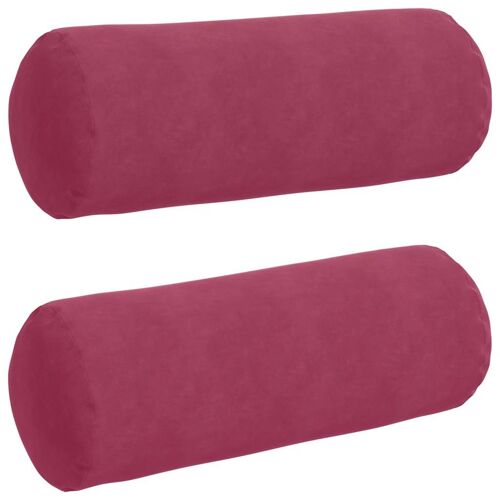 Vidaxl Coussins D'accent 2 Pcs Bordeaux Ø 25 X 70 Cm