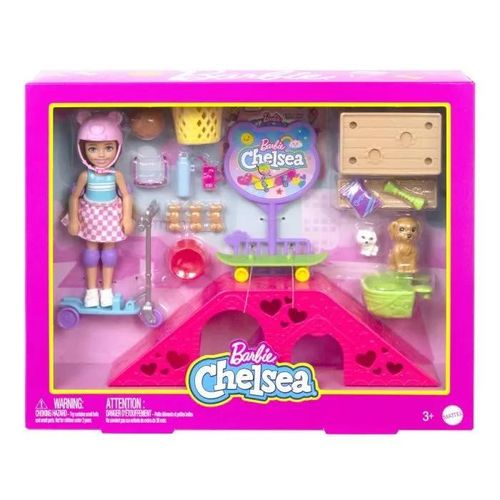 Poupée Barbie Chelsea HJY35 avec Skate-Park et Accessoires - Multicolore - Poupée Mannequin - 3 ans et +