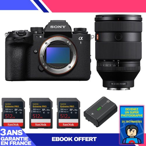 Boitier Sony alpha 1 II + FE 28-70mm f/2 GM + 3 SanDisk 512GB Extreme PRO UHS-II SDXC + Sony NP-FZ100 + Ebook 'Devenez Un Super Photographe'