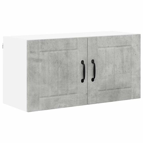 vidaXL Meuble mural de cuisine avec étagère Gris béton 80 x 31 x 40 cm