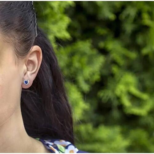 Boucles D'oreilles - Beneto - Agup1487 - Argent Sterling - Zircon Cubique Bleu - Clou Puce