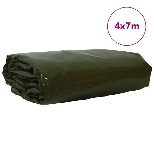 Vidaxl Bâche 650g / M² Vert Olive 4 X 7 M Toile Avec Revêtement En Pvc