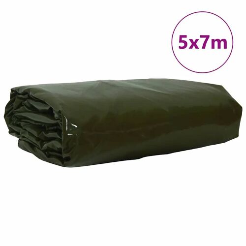 Vidaxl Bâche 650g / M² Vert Olive 5 X 7 M Toile Avec Revêtement En Pvc