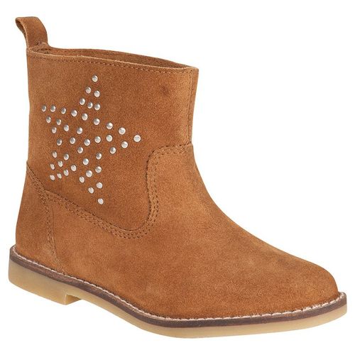 Chaussures Bottines En Cuir Suédé Camel Avectoile Rivets Métalliques Camel