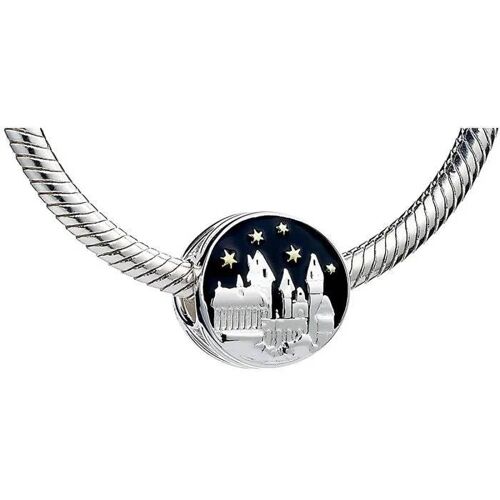 Charme De Perles D'espacement - Harry Potter - Argent Sterling - Château De Poudlard - Émail Bleu