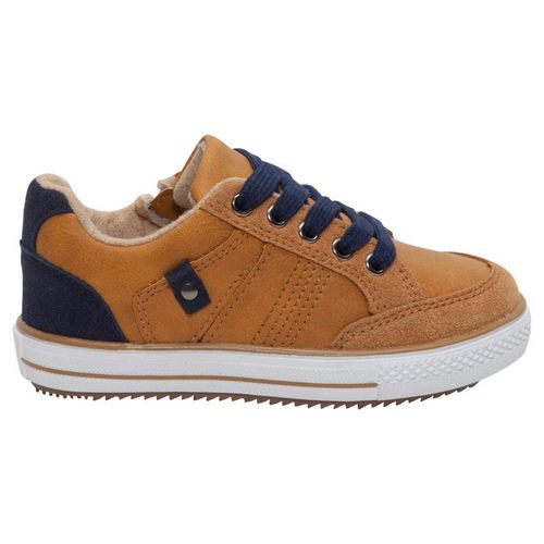 Baskets Basses Effet Cuir Suédé Avec Touches De Bleu Marine - Marron - 25