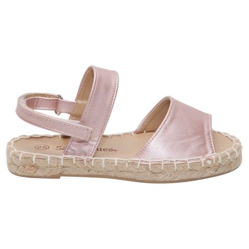 Espadrilles Effet Cuir Nacré Rose Avec Lanière À Scratch De 24 Au 27 - Rose - 25