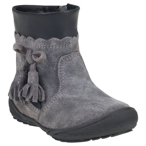 Chaussures Bottines Grises En Cuir Suédé Avec Pompons Fantaisie Et Zip Gris Foncé