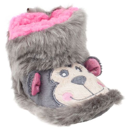 Chaussons Forme Bottines En Fausse Fourrure Avec Tête De Singe - Gris - 19