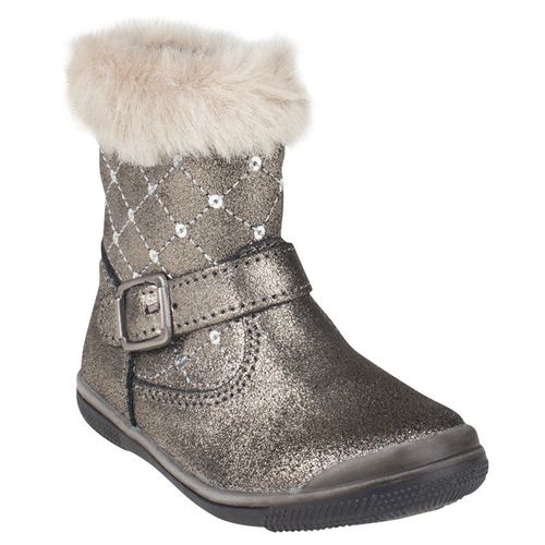 Bottines Argentées En Cuir Avec Sequins Et Fausse Fourrure - Argenté - 21