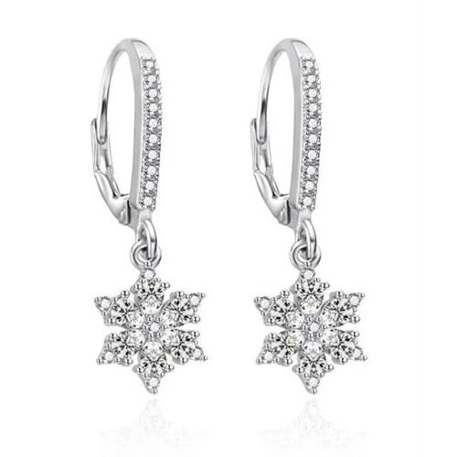 Boucles D'oreilles Pendantes En Argent Flocons Avec Zircon Cubique Agt-E146lw