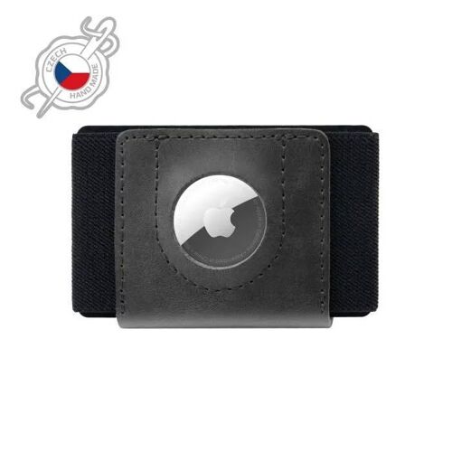 FIXED Tiny Wallet pour AirTag en cuir de vachette véritable, noir