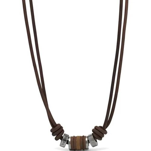 Collier Homme - Fossil - Vintage Casual - Cuir Marron - 45 Cm