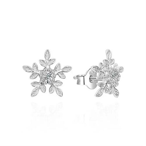 Magnifiques Boucles D'oreilles Argentées Flocons De Neige Agt-E013pw