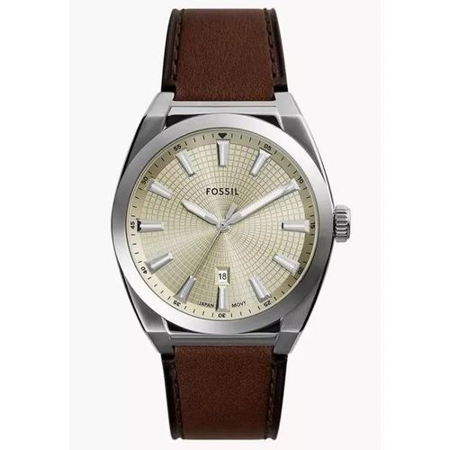 Montre Fossil Hommes Fs6071 - Marron Cuir - 42mm - 5 Bar - Quartz - Analogique