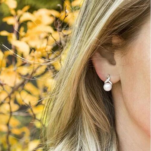 Boucles D'oreilles - Beneto - Agup2616p-White - Argent 925 - Perles D'eau Douce - Zircon Cubique