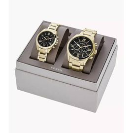 Coffret Montres Chronographes - Fossil - Bq2400set - Acier Inoxydable Doré - Étanchéité 5 Atm - Mixte