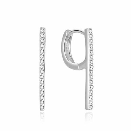 Boucles D'oreilles Minimales En Argent Avec Zircon Cubique E0002530