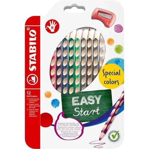 Crayon De Couleur - Stabilo - Easycolors - Étui De 12 + 1 - Corps Triangulaire - Écologique