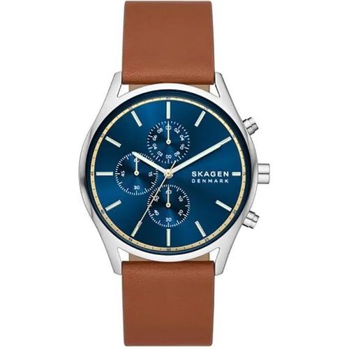 Montre Hommes Skagen Skw6916 - Cuir Marron - Diamètre 42mm - Etanche 3 Atm