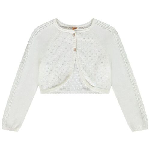 Gilet Boléro En Tricot Ajouré Pour Fille - Ecru