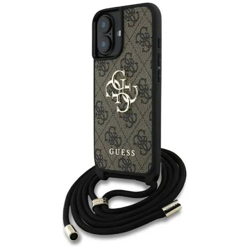 Étui bandoulière Guess 4G avec grand logo et cordon pour iPhone 16 (marron)