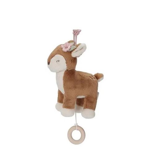 Boîte à Musique en Peluche - LITTLE DUTCH - Faon Endormi - Beige - Berceuse Apaisante - Bébé