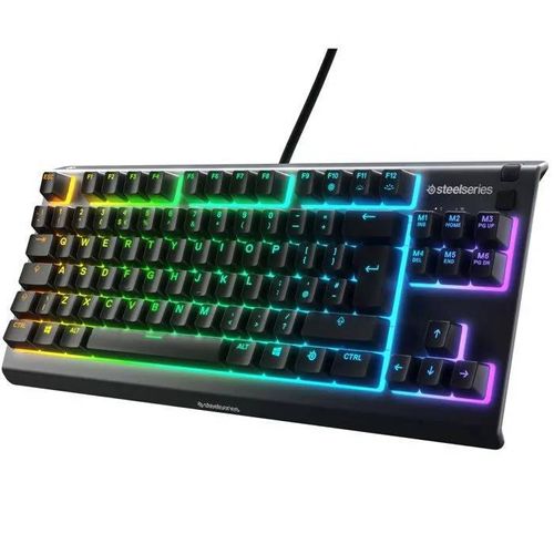 Clavier d'ordinateur - SteelSeries - Modèle Compact - Rétroéclairé - Interrupteurs Silencieux - IP32 Résistant