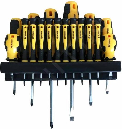 Set de tournevis - Fieldmann - FDS 5007-18R - 10 pièces - Embouts plats et croix - Plateau rotatif